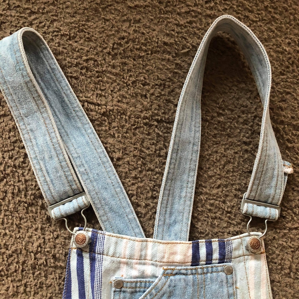 Vintage 1980s women's striped overall shorts - Picture 7 of 12
